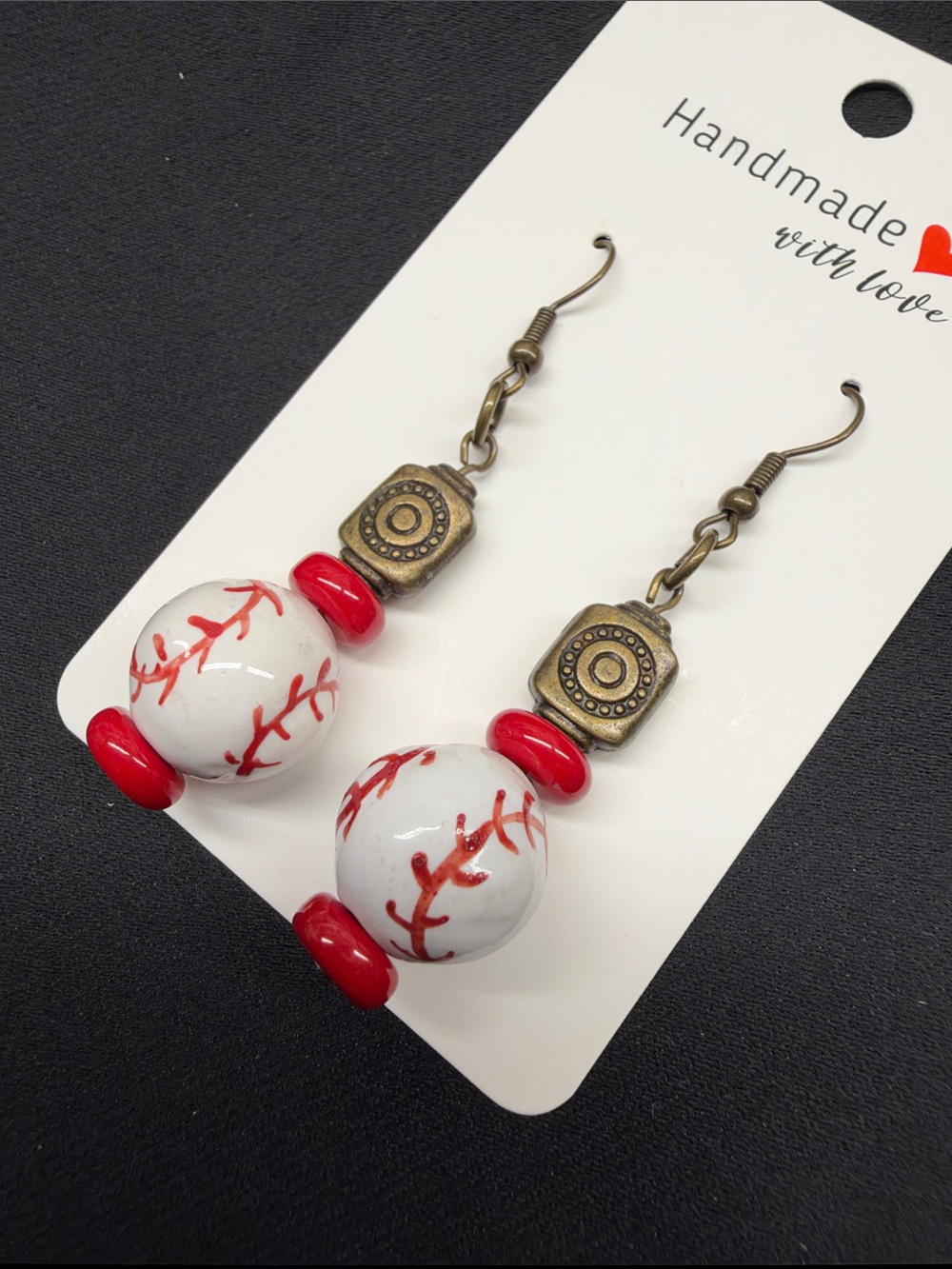 Cute Handmade Baseball Earrings